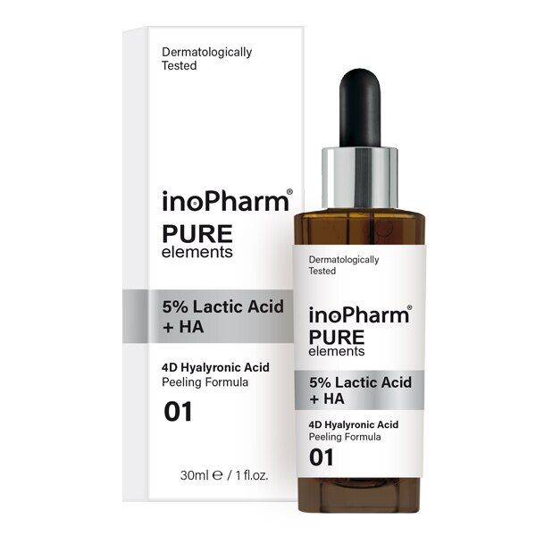 InoPharm Pure Elements Face Peeling 5 Lactic Acid Hyaluronic Acid Hámlasztó